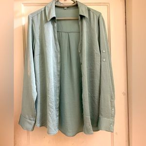 EXPRESS - Size large, Teal business casual button down blouse